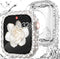 WINGLE 2 in 1 Waterproof Bling Case for Apple Watch 40mm Screen Protector SE (2nd/3rd Gen) Series 6 5 4, Lace Edge Diamond Face Cover Full Glitter...