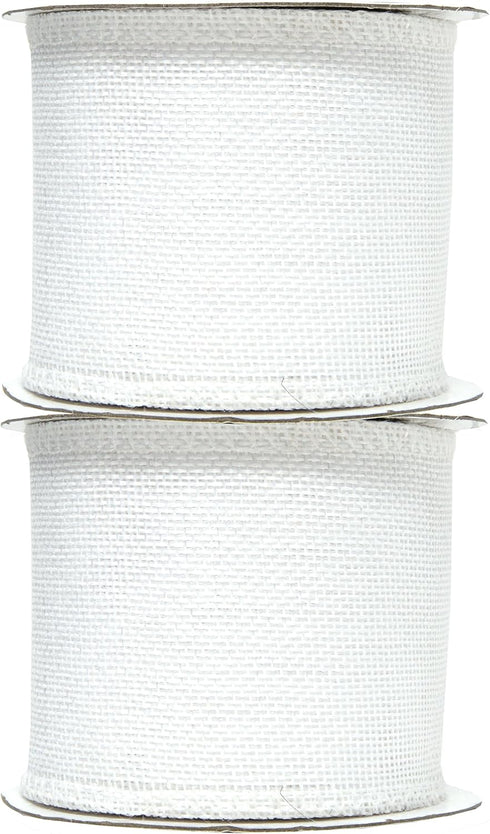 White Burlap Ribbon 3 Inch 2 Rolls 20 Yards Unwired Rustic Jute Ribbon for Crafts, Mason Jars, Weddings, Party Decoration; by Mandala Crafts...
