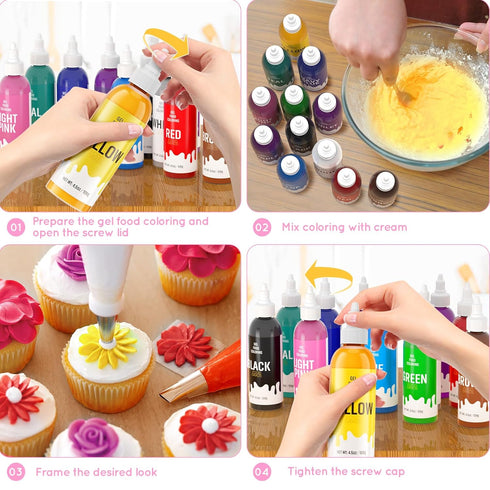Food Coloring Gel for Baking, 128g Cake Food Coloring Cherrysea Vibrant Gel Food Dye for Easter Egg,Icing, Fondant, Macaron, Frosting, Cookie, Glu...