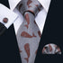 Barry.Wang Fun Animal Ties for Men Designer Handkerchief Cufflink WOVEN Casual Necktie Set Festival...