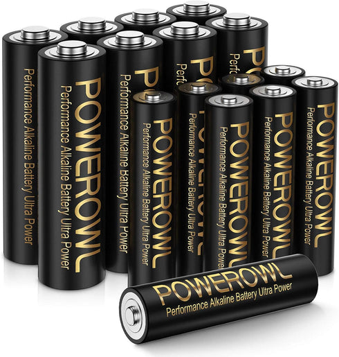 POWEROWL High-Capacity Alkaline AA AAA Batteries Combo, Long Lasting, 10-Year Shelf Life - Pack of 16...