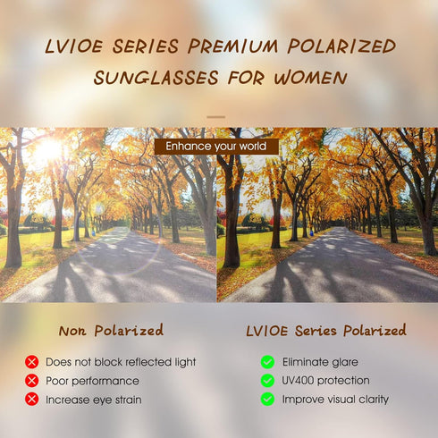 LVIOE Polarized Sunglasses for Women, Rhinestone Wrap Around Sunglasses with UV Protection Lens LS008...