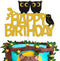 Owl Cake Topper Happy Birthday Sign Cake Decorations for Owl Themed Kids Boy Girl Birthday Baby Shower 1st Bday Party Supplies Gold GoldSparkle Dé...