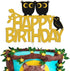 Owl Cake Topper Happy Birthday Sign Cake Decorations for Owl Themed Kids Boy Girl Birthday Baby Shower 1st Bday Party Supplies Gold GoldSparkle Dé...
