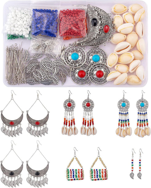 WEWAYSMILE 1 Box DIY 6 Pairs Earring Making Kit, Bohemian Feather Dream Catcher Earring Making Starter Kit with Enamel Charm Pendant, Earring Hook...