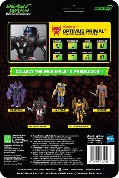 Super7 Transformers Reaction Wave 7 Beast Wars - Optimus Primal Action Figure...