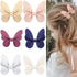 6 Pcs Butterfly Hair Clips Solid Color Lychee Veins Bow Hair Accessories Cute Fashionable Banger Hair Barrettes Holiday Headdress Hairpin, Girls W...