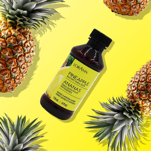 LorAnn Pineapple Bakery Emulsion, 4 oz - Intense Pineapple Flavor Extract for Baking, Cookies, Frosting, Ice Cream, Pineapple Pie, Smoothies and B...