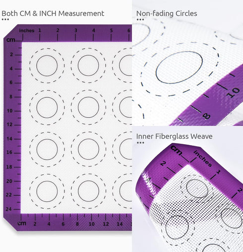 U-Taste 446ºF Heat Resistant Macaron Silicone Baking Mat, Non Stick Reusable Cookies Pastry Sheet Liner with Edge Enhancement Circle Measurement f...