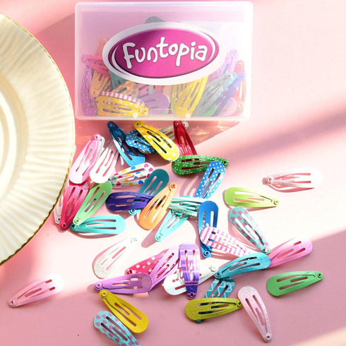 Toddler Hair Clips, Funtopia 80 Pcs (1.2 Inch, 3cm) Cute Mini Snap Hair Clips for Baby Girls Kids, Colorful Small Snap Barrettes Metal Barrette fo...