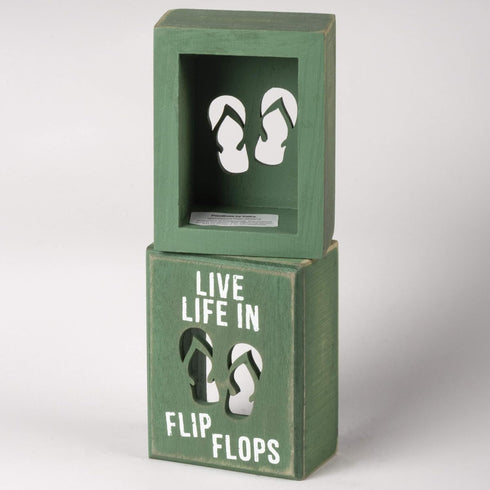 Primitives by Kathy 21005 Beach House Décor Box Sign, 3 x 4-Inches, Flip Flops...