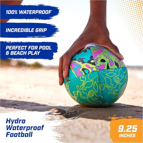 SwimWays Hydro Waterproof Football, Outdoor Games for Adults and Kids, Swimming Pool Accessories and Pool Party Games,9.25 Inches, Orange...