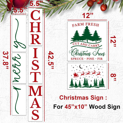 Christmas Stencils for Painting on Wood Porch Merry Christmas Stencil Candy Cane/Hot Cocoa/Gingerbread/Winter Scene Drawing Templates for Door Mat...