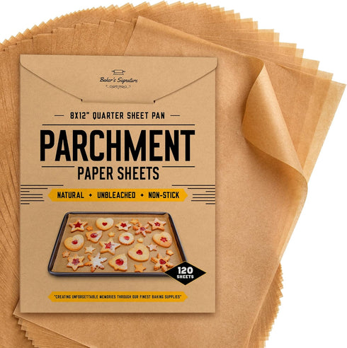 Quarter Sheet Pans 8x12 Inch Pack of 120 Parchment Paper Baking Sheets by Baker’s Signature | Precut Silicone Coated & Unbleached – Will Not Curl ...