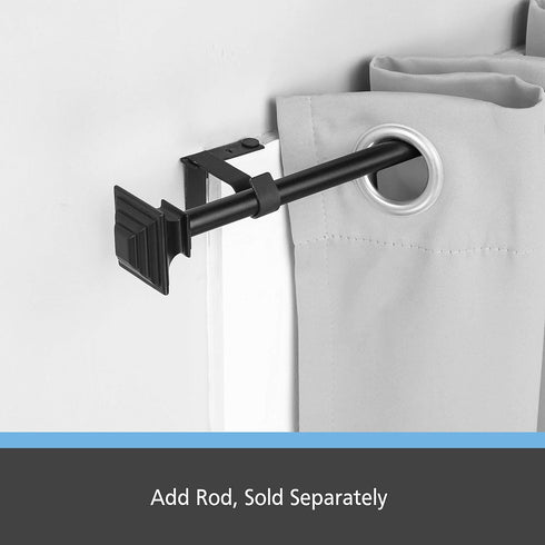 Kenney Fast Fit 5/8" No Measure Curtain Rod Brackets, Matte Black...
