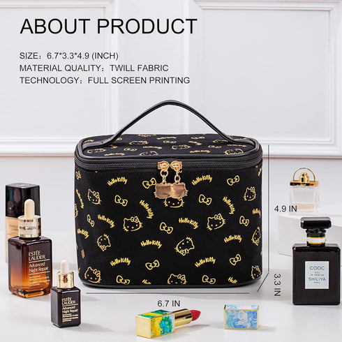 Large Cosmetic Bags Travel Makeup bag Brush Holder Zipper Organizer Storage Bag with Handle Brush for Women (Black-A)...