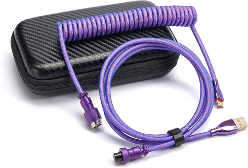 USB C Coiled Cable for Gaming Keyboard, Double-Sleeved Mechanical Custom Coiled USB C Cable with Detachable Metal Aviator, USB-C to USB-A,Suitable...