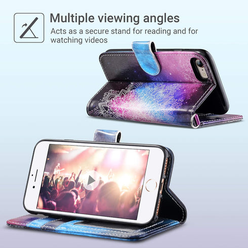 ULAK for iPhone SE 3(2022)/SE(2020)/8/7 Wallet Case with Card Holder, Premium Floral PU Leather Flip Case with Kickstand Card Slots,Wrist Strap, D...