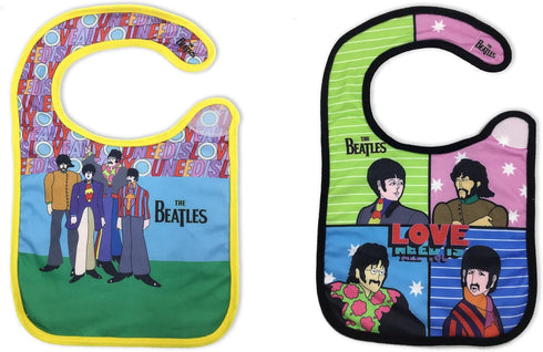 daphyls The Beatles All You Need Is Love Baby Bib 2-Pack Extra Soft, Officially Licensed, Easy Side Closure, Large Size Fits Infant Toddler and Ba...