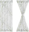 FMFUNCTEX Sheer French Door Curtains 40 Inches Long Green White Semi-Sheer Patio Half Door Panel Branch Tree Print Curtains for Glass Door with 1 ...