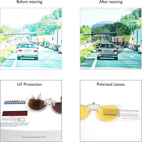 FEISEDY Polarized Cat Eye Clip On Sunglasses for Women Men, Rimless Flip Up Glasses Compatible for Prescription Eyewear B2670...