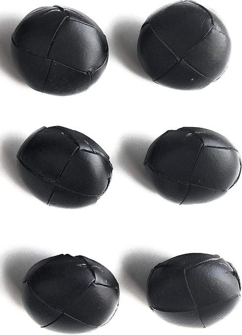 6 - 7/8'' Black Buttons Sets , Black Genuine Leather Button Folded Design,-Ideal Leather Replacement Button Set for Your Favorite Harris Tweed, Ca...