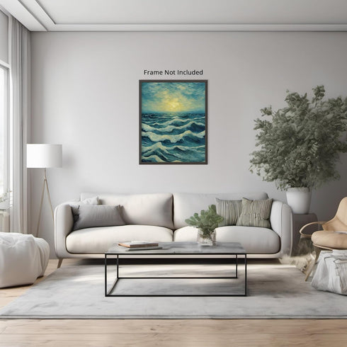 Posterizer 1 pcs- sea and beach themed oil painting style print 5-Landscape & Nature Art-Floral Botanical Art- Decor for Home & Office- unframed w...