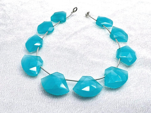 1 Strand Aqua Chalcedony 10 Pcs Beads Size 19x14mm Fancy Shape Cut Faceted Beads for Jewellery Making, Beading & Craft Supplies KCRAFTS-RK_k45...