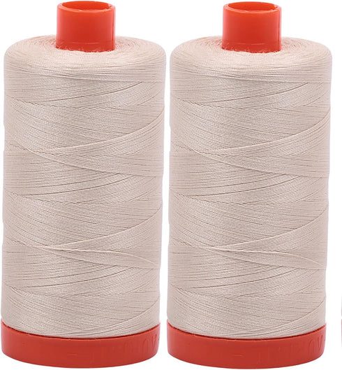 Aurifil Mako 50wt Thread 2 Large Spools: Light Beige (2310x2)...