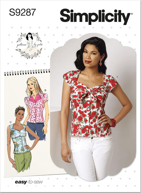 Simplicity Misses' Sweetheart Neckline Loose Fitting Blouse Packet, Code 9287 Sewing Pattern, Sizes 12-20, White...