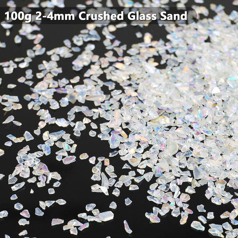 Irregular Crushed Glass Chips Sprinkles, 100g Metallic Chunky Glitter Stones for Nail Art, Resin Mold Filler, DIY Crafts, Vase Filler, Jewelry Mak...