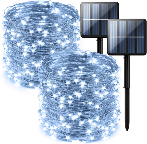 2-Pack 200 LED Solar Fairy Lights Outdoor, Upgraded Oversize Lamp Beads & Super Bright Solar String Lights Outoor, 8 Modes Solar Lights for Garden...