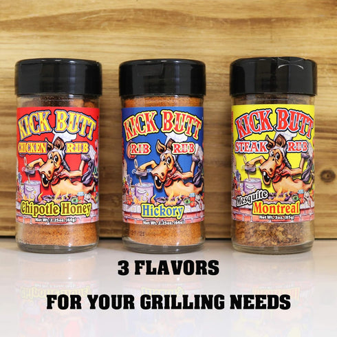 Kick Butt Spice Rub Gift Set Seasoning Spice Salt Set - Gourmet Seasoning Rub (7 oz) - Use on Ribs Chicken Streak (Gift Set)...