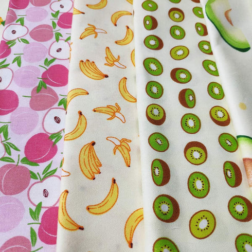 7pcs 18" x 22" Cotton Fabric Different Patterns Fruit Printed Design Patchwork Quilting Fabric Bundles for DIY Sewing Crafts...