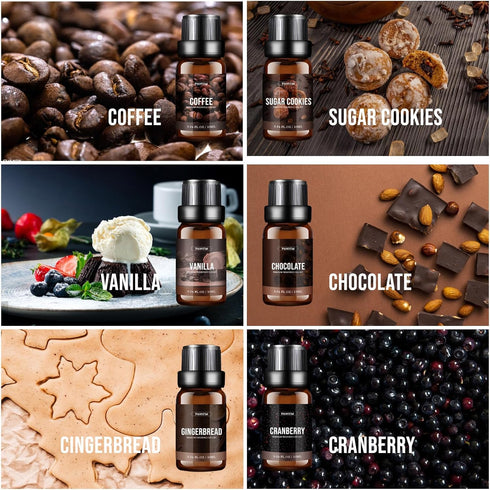 Fragrance Oil Dessert Set, Scented Oil for Soap & Candle Making, Essential Oils for Diffuser-Coffee, Vanilla, Chocolate and More(6 * 10ML)...