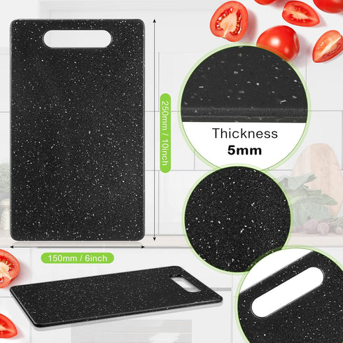 2 Pcs Small Cutting Board for Kitchen Mini Plastic Cutting Board Set Bar Dishwasher Safe Granite Color Cutting Board for Camping Food Fruits Prep ...