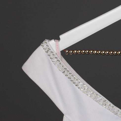 Ella Celebration Bride to Be Wedding Dress Hanger Wooden and Wire, Accented with Beads and a Bow Bridal Hangers for Brides (White with Rose Gold W...