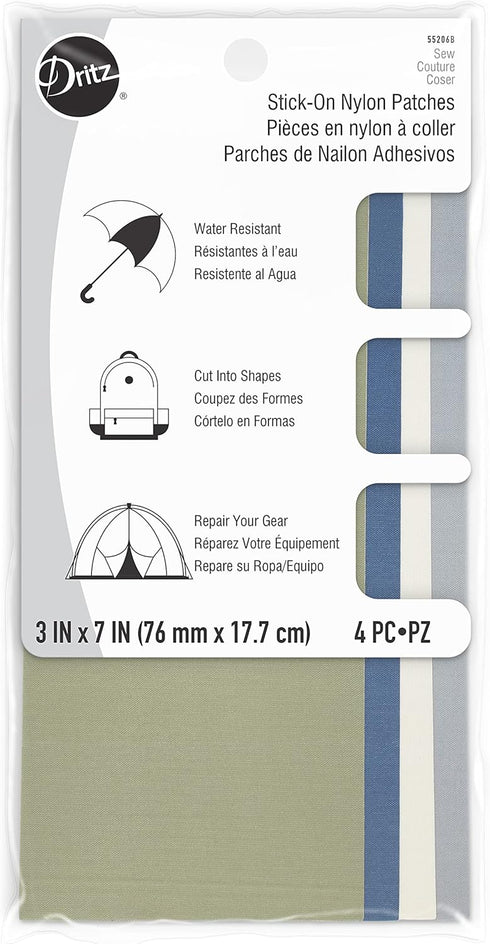 Dritz Nylon Stick-On Patches, 3 x 7-Inch, 4 Count, Camp Colors...