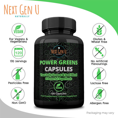 NGU Super Greens Immune System Support 500 mg 120 Vegan Capsules Contains Mixed Superfoods for Daily Booster Healthy Keto Blend w/Acai, Wheatgrass...