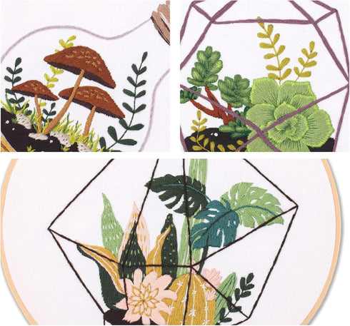 3* Embroidery Kit, Beginner Adult Embroidery Material Pack, Green Plants, Succulents Pattern Collection…......