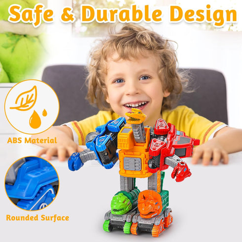 5 in 1 Dinosaur Transforming Toys for Boys 4-6 Dinosaur Car Action Figures Transform Dino Robot Toys for Kids 3-5 5-7 Educational STEM Take Apart ...