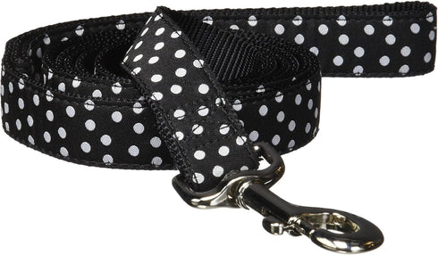 Hamilton Pet & Equine Hamilton Single Thick Dog Leash with Polka Dots Ribbon Overlay, 1" x 6', Black...