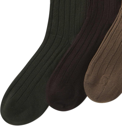 POLO RALPH LAUREN Mens Mercerized Cotton Ribbed Dress OTC Socks 3 Pair Pack Reinforced Cotton Comfort...