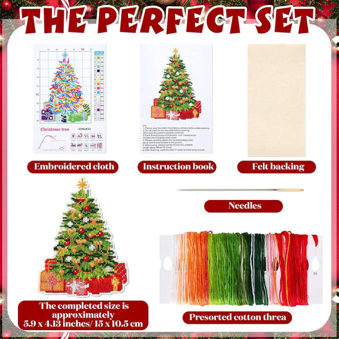 Christmas Cross Stitch Kit Counted Cross Stitch Christmas Tree Hanging Ornament Kit Christmas Counted Cross Stitch Ornament Kit DIY Embroidery Gif...