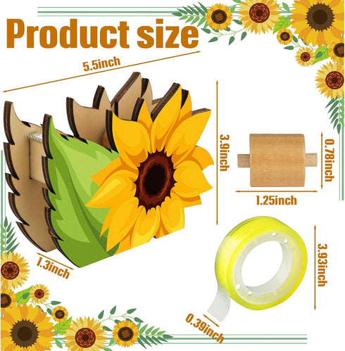 BBTO Sunflower Desktop Tape Dispenser with 2 Rolls Tapes Set Cute Sunflower Gifts Flower Tape Dispenser, Funny Desk Tape Dispenser for Christmas O...