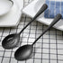 LIANYU 5-Piece Matte Black Serving Utensils Set, Stainless Steel Serving Set Include Serving Spoon Fork, Flatware Serving Pieces for Buffet Cateri...