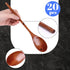 HANSGO 20PCS Long Handle Wooden Spoons, Wooden Tasting Spoons 10" Large Mixing Cooking Oval Spoons (Dark Brown)...
