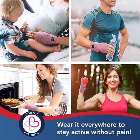Dr. Arthritis Doctor Developed Fitted Wrist Brace for Carpal Tunnel Syndrome, Tendonitis and other Wrist Conditions, Splint Support Single (Pink, ...