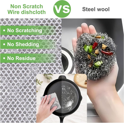 Double-Sided Microfiber Cleaning Cloths - Multipurpose Non Scratch Wire Dishcloth & Microfiber Rags - Reusable Dish Cloth for Kitchen, Car, and Ho...