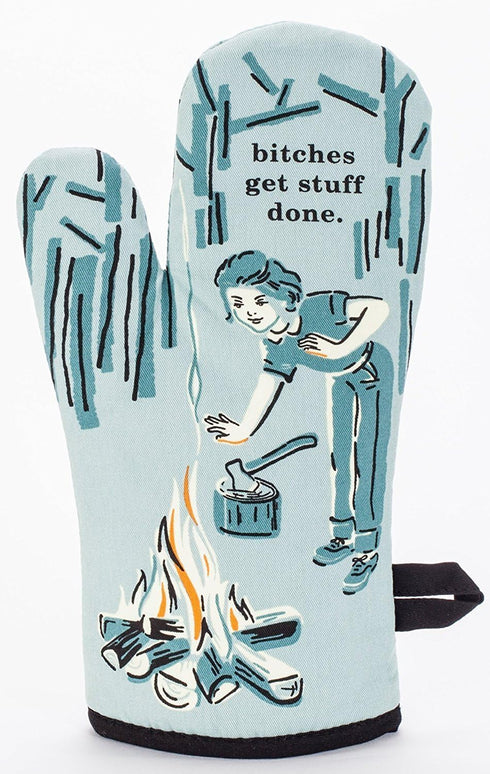 Blue Q Oven Mitt, Bitches Get Stuff Done. Super-Insulated Quilting, Comfy Natural-Fitting Shape, 100% Cotton, 12.5" h x 7.5" w...
